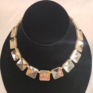 Vintage Danecraft Primavera 12K Gold Filled Concave Square Link Choker Necklace